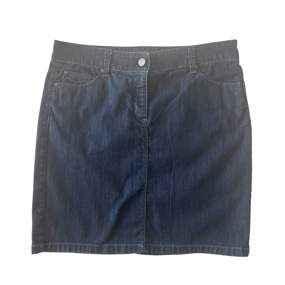 Ann Taylor Denim Size 4 Jean Skirt Dark Wash 92% Cotton Mini Short Pockets